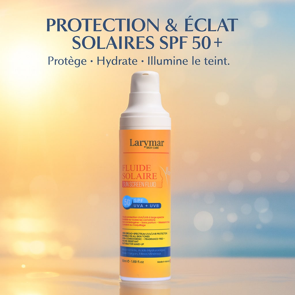 Fluide Solaire Visage LARYMAR SPF 50 – Protection UVA/UVB & Hydratation Quotidienne – 50 ml