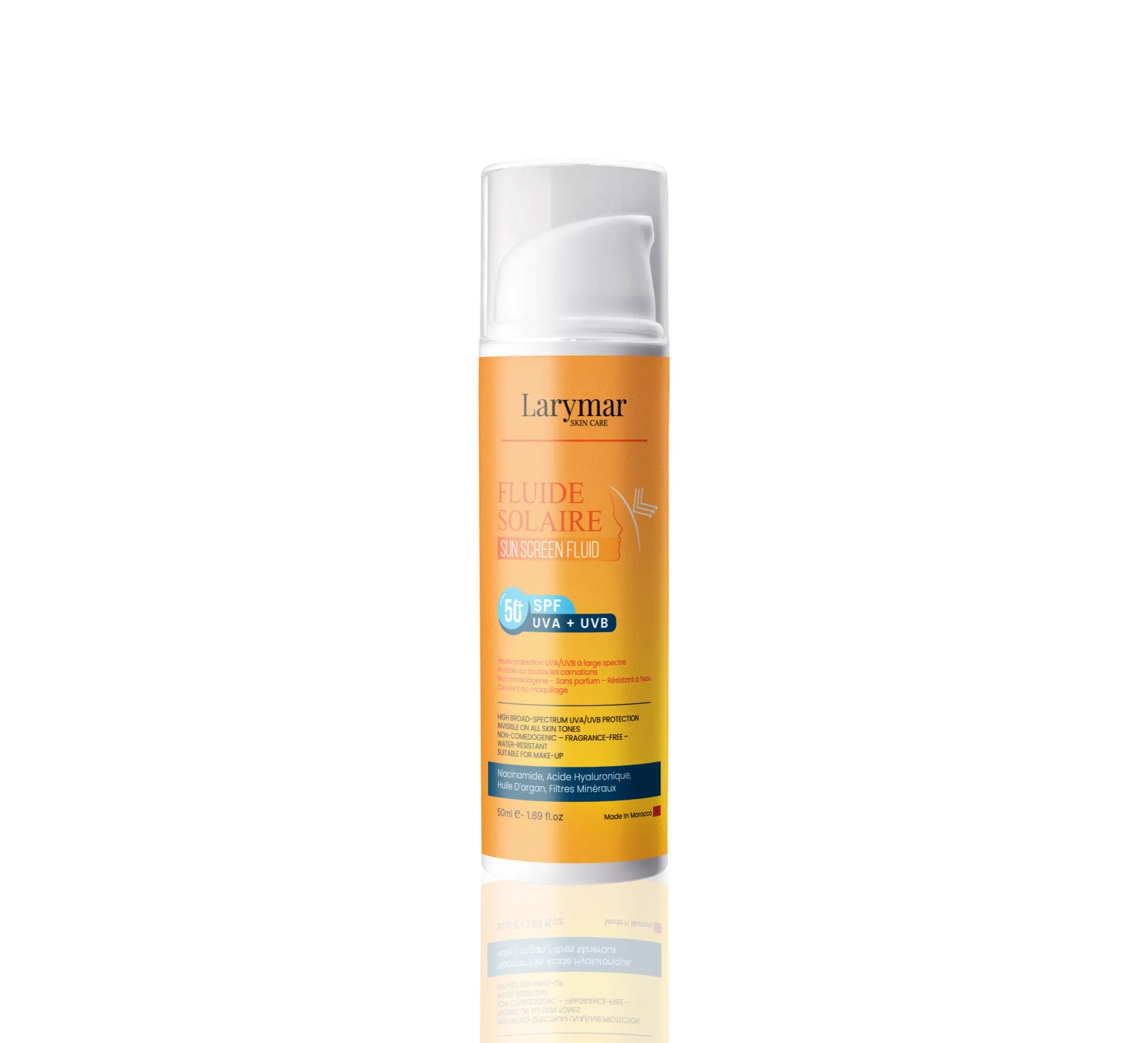 Fluide Solaire Visage LARYMAR SPF 50 – Protection UVA/UVB & Hydratation Quotidienne – 50 ml